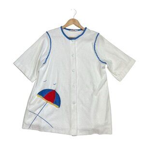 Vintage Shadowline Swimsuit Pool Beach Cover-Up Womens M White Resort Travel